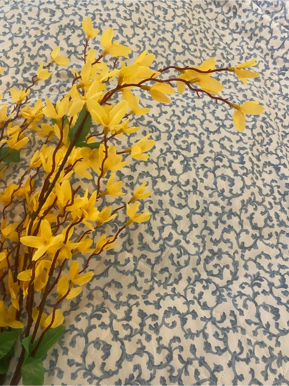 Yellow Forsythia Floral Stem 24 Inch Artificial Spring Flower Branch